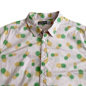 Ambsn California Pineapple Express Shirt Pink Mens Large Short Sleeve Button Up